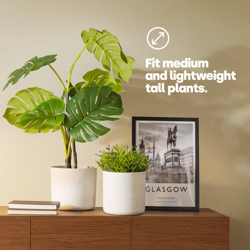 22cm Round Sandstone Plastic Plant Pot White - Set of 2